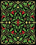 Vibrant Red Berry Holly Foliage Rug