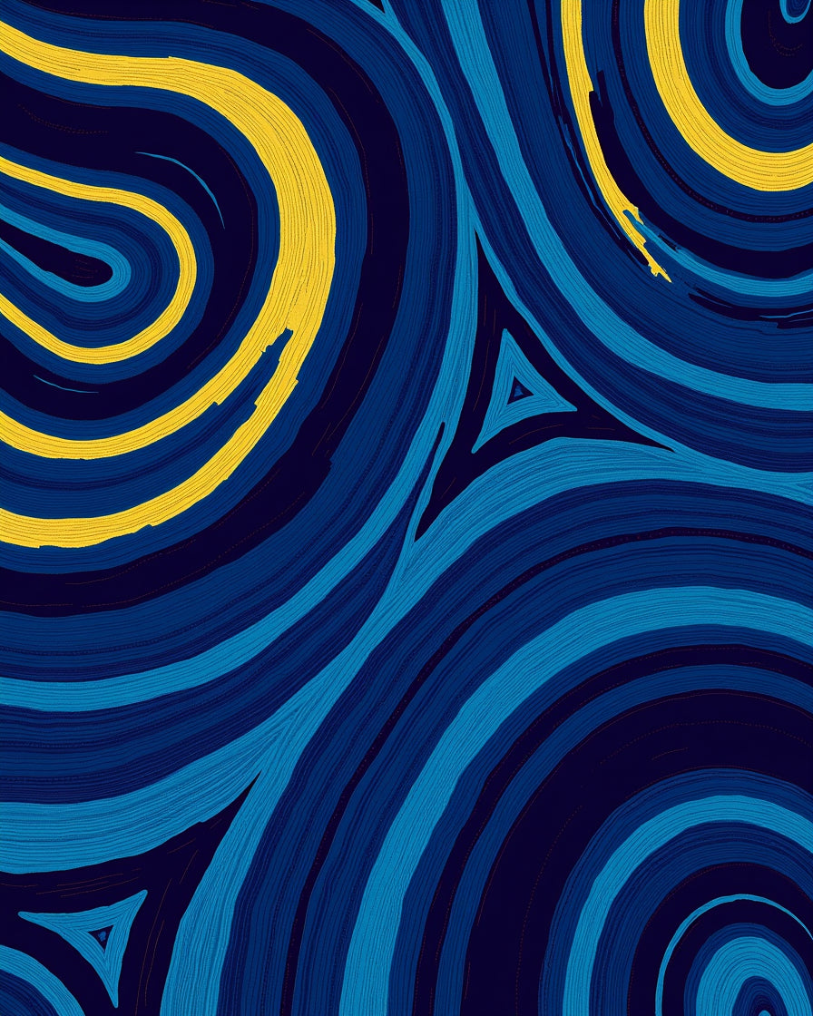 Bold Blue Yellow Swirl Rug