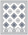 Classic Navy Starburst Floral Border Rug