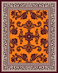 Rich Orange Baroque Scroll Rug