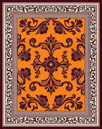 Rich Orange Baroque Scroll Rug