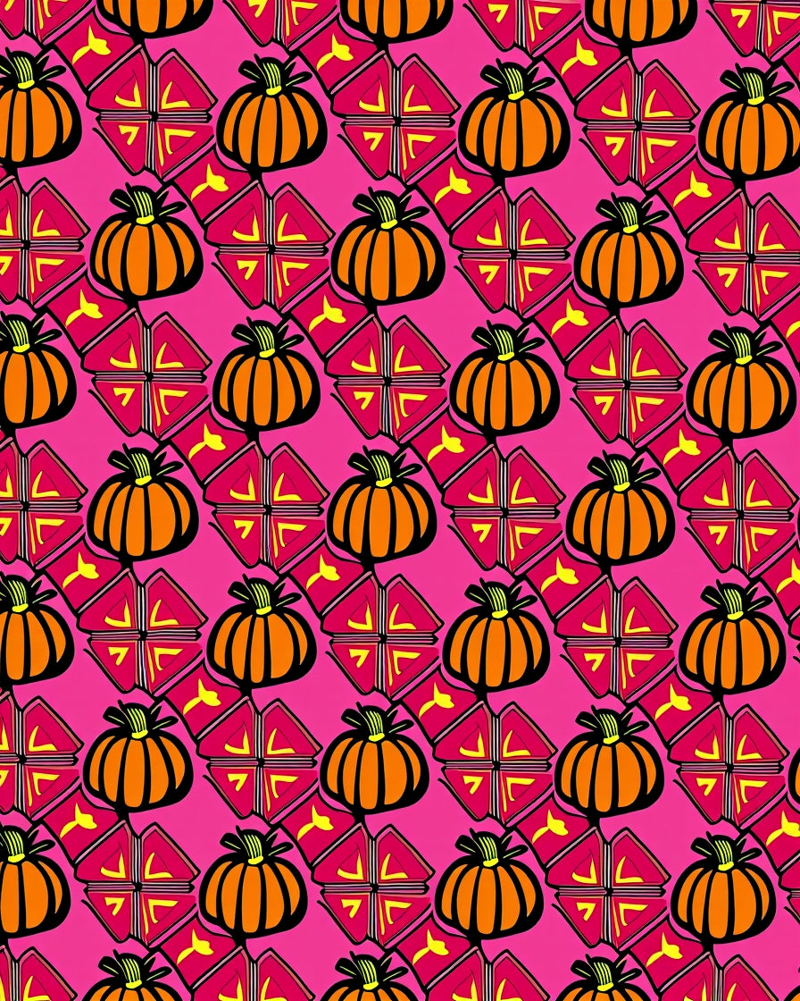 Autumn Orange Pumpkin Geometric Floral Rug