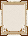 Elegant Cream And Brown Geometric Border Rug