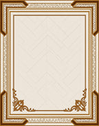 Elegant Cream And Brown Geometric Border Rug