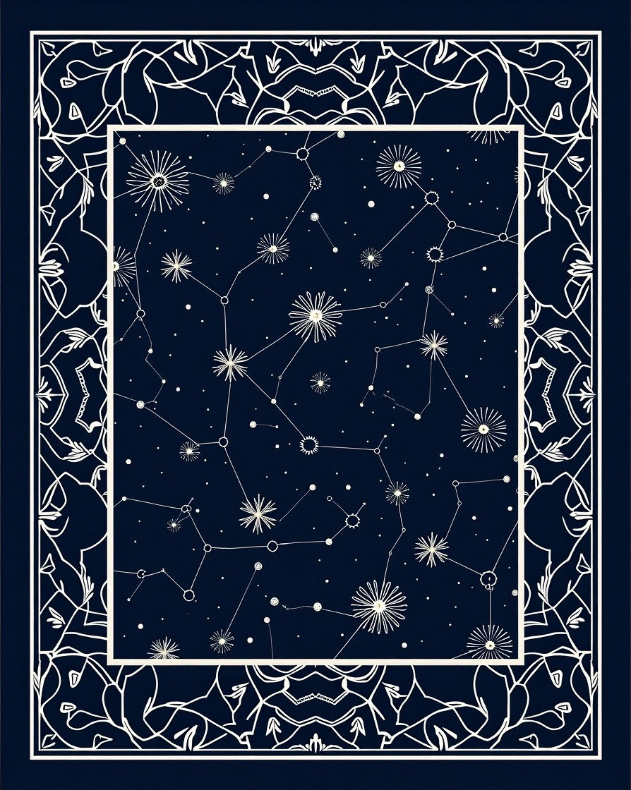 Navy Constellation Celestial Mandala Rug