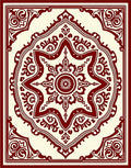 Deep Red Ornate Medallion Field Rug