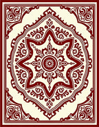 Deep Red Ornate Medallion Field Rug