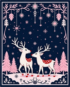 Winter Deer Reindeer Snowflakes Navy Rug