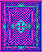 Bold Pink Blue Geometric Labyrinth Rug
