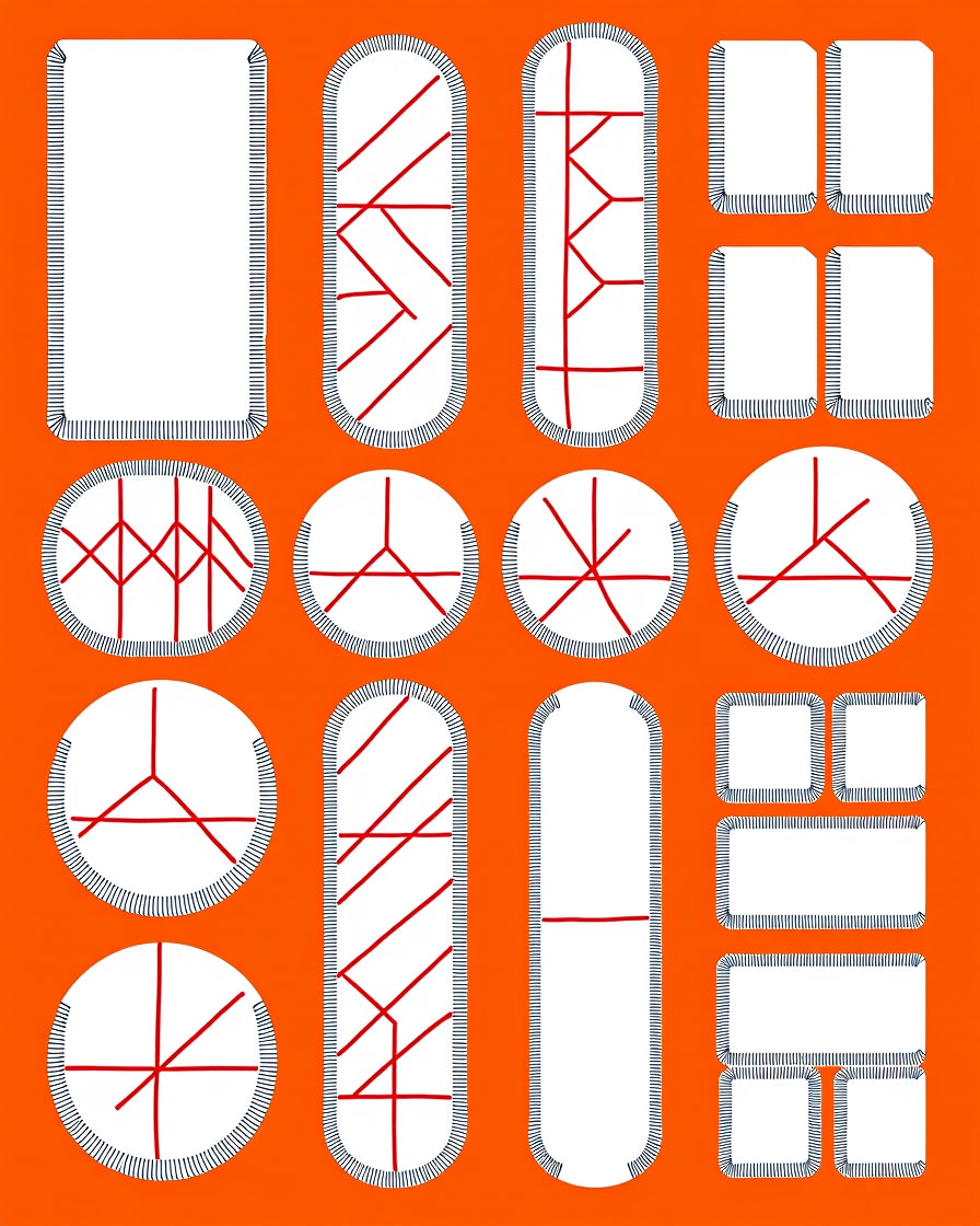 Geometric Red Abstract Shapes Collection Rug