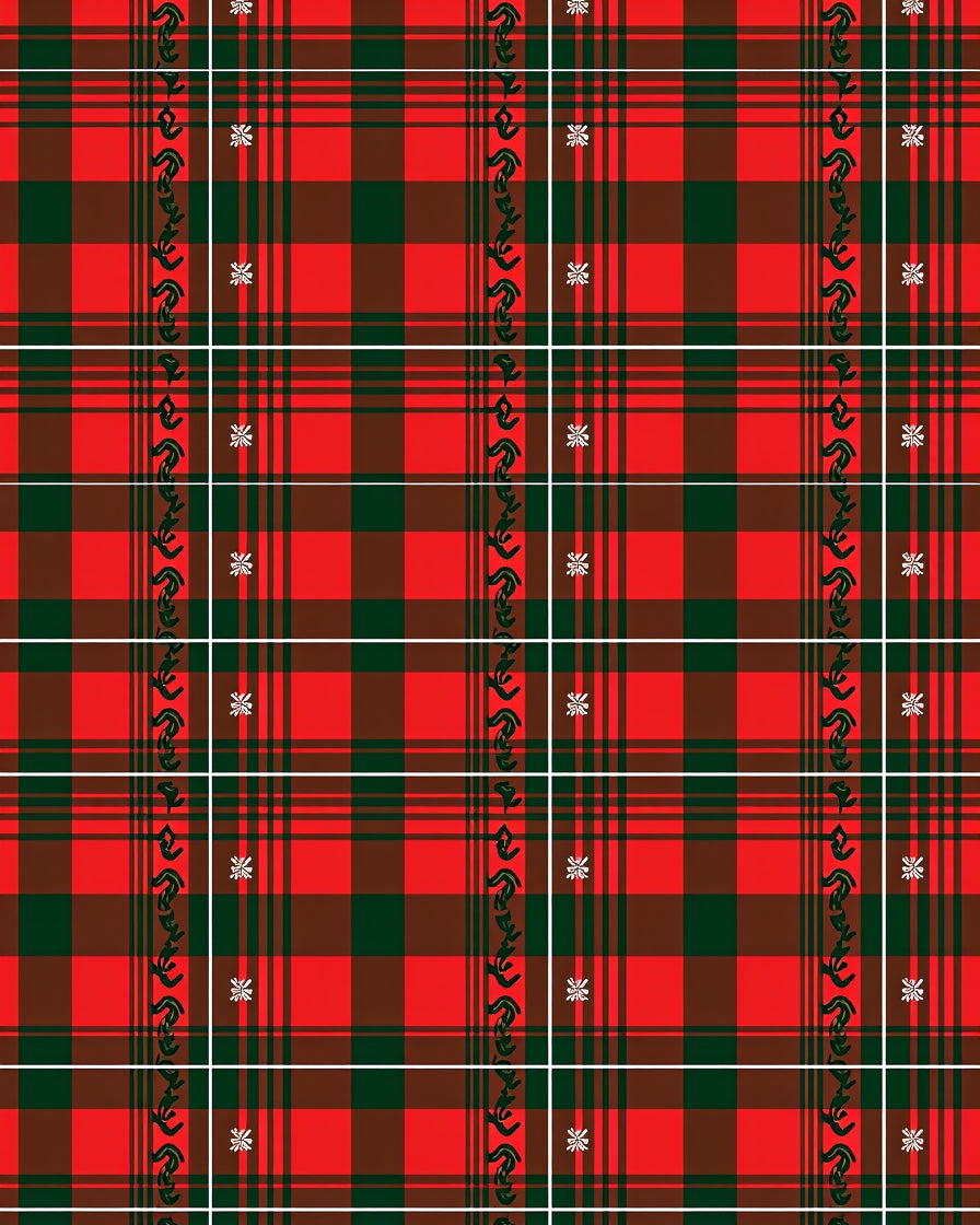 Crimson Emerald Plaid Vine Medallion Rug