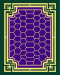 Deep Purple Hexagon Geometric Border Rug