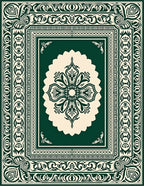Dark Emerald Floral Medallion Border Rug