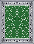 Emerald Green White Lattice Border Rug