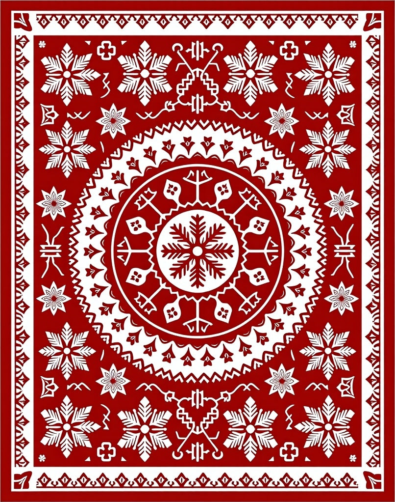 Rustic White Starburst Snowflake Medallion Rug