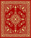 Crimson Gold Floral Medallion Border Rug