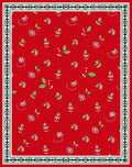 Delicate Red Foliage Floral Border Rug