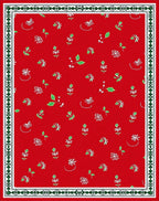 Delicate Red Foliage Floral Border Rug