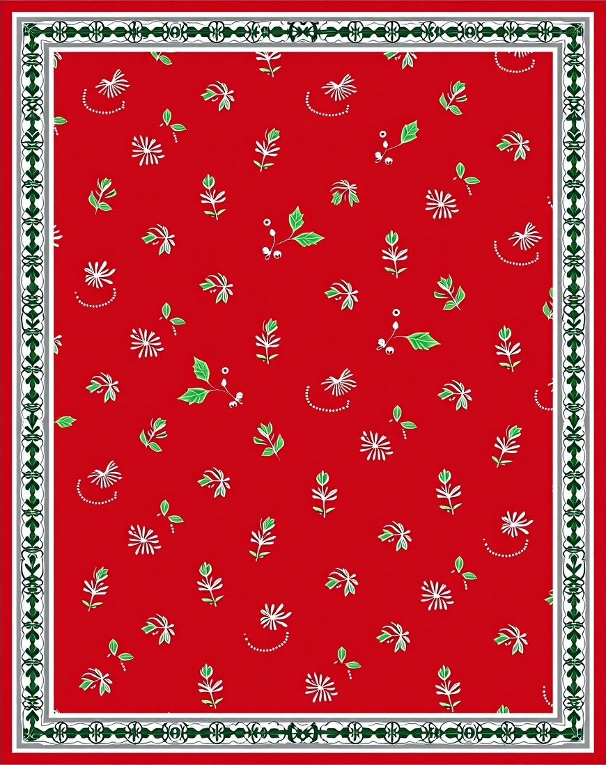 Delicate Red Foliage Floral Border Rug