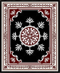 Deep Crimson Snowflake Geometric Medallion Rug