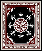 Deep Crimson Snowflake Geometric Medallion Rug