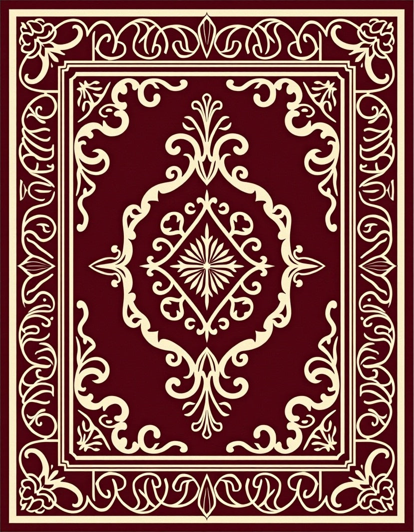 Ornate Deep Red Floral Medallion Runner Rug