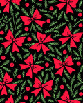 Red Festive Bows Evergreen Sprigs Rug