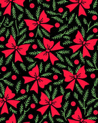 Red Festive Bows Evergreen Sprigs Rug