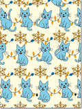 Blue Cat Festive Holiday Lights Snowflakes Rug