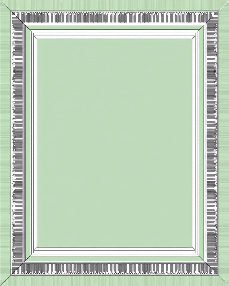 Soft Green Geometric Border Rug