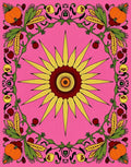 Pink Sunburst Floral Pumpkin Border Rug
