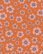 Retro Pink Orange Floral Burst Rug