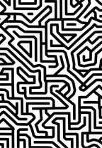 Black White Labyrinth Maze Lines Rug