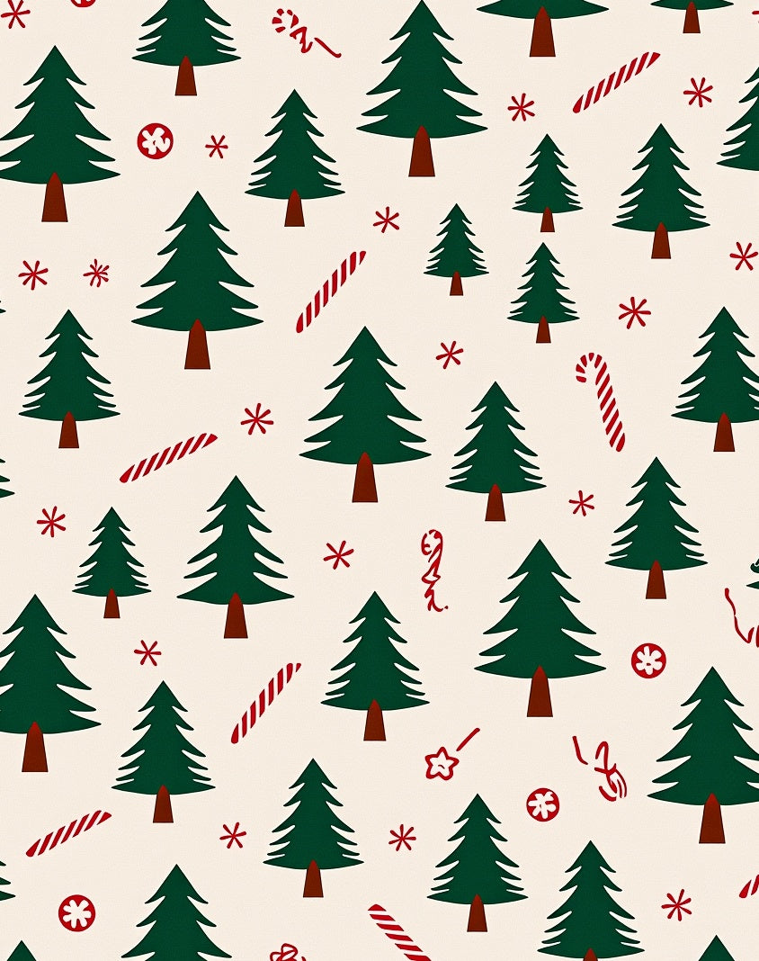 Festive Forest Candy Cane Christmas Trees Rug