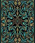 Black Gold Turquoise Filigree Mandala Rug