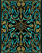 Black Gold Turquoise Filigree Mandala Rug
