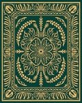 Emerald Gold Floral Medallion Border Rug