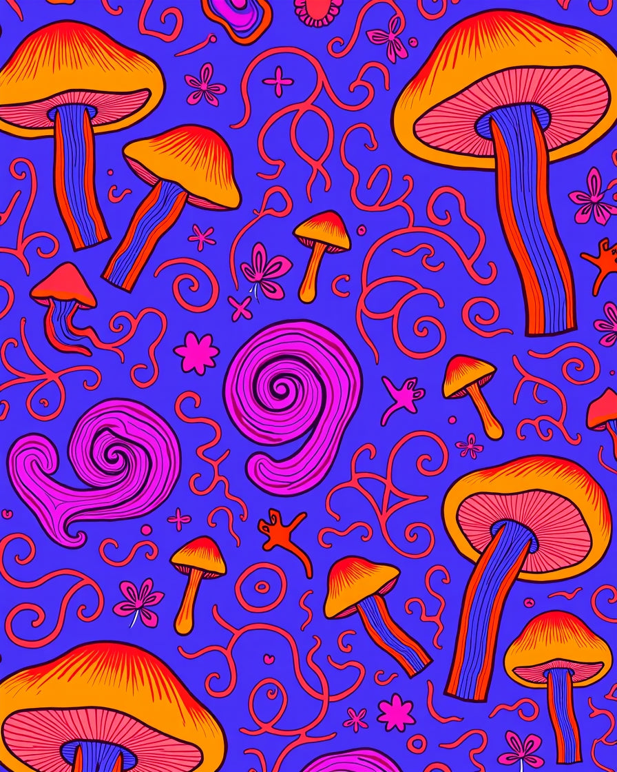 Psychedelic Mushroom Swirl Violet Rug