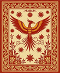 Crimson Phoenix Floral Border Rug