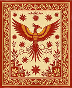 Crimson Phoenix Floral Border Rug
