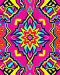 Vibrant Pink Yellow Abstract Star Rug