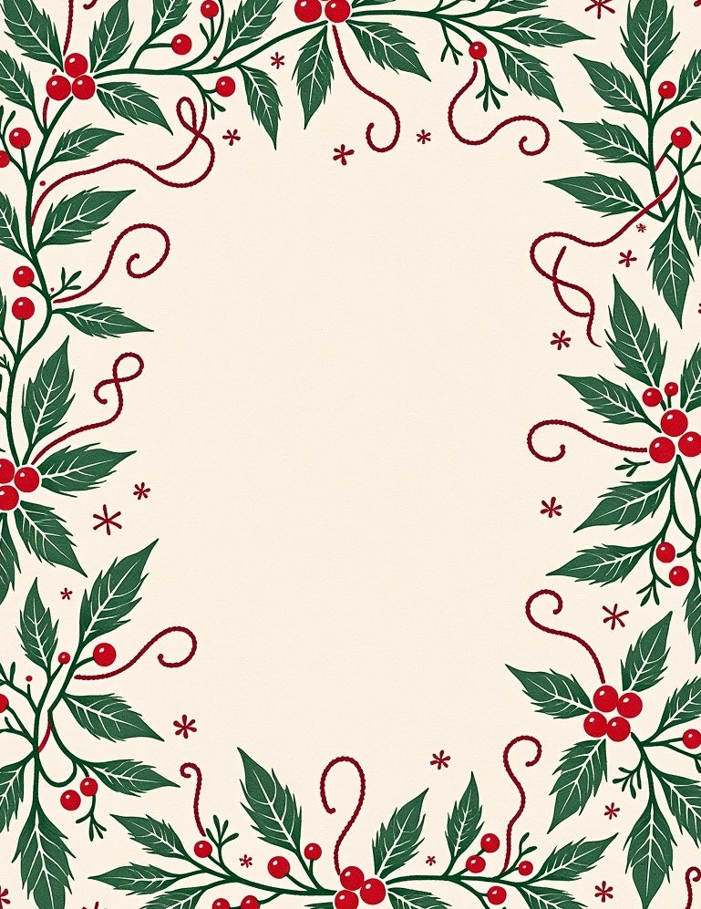 Festive Green Holly Berry Garland Rug