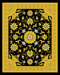 Classic Black and Yellow Floral Medallion Rug