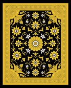 Classic Black and Yellow Floral Medallion Rug