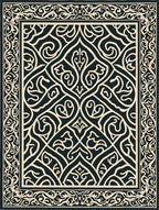 Classic Black Ivory Arabesque Scroll Rug