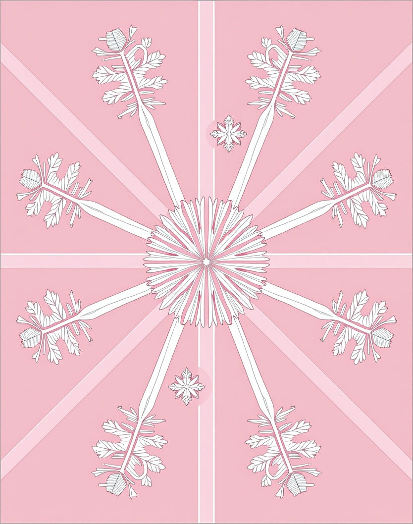 Blush Pink Snowflake Radiant Sunburst Rug