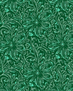 Emerald Green Floral Swirls Rug