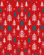 Crimson Evergreen Forest Silhouette Rug
