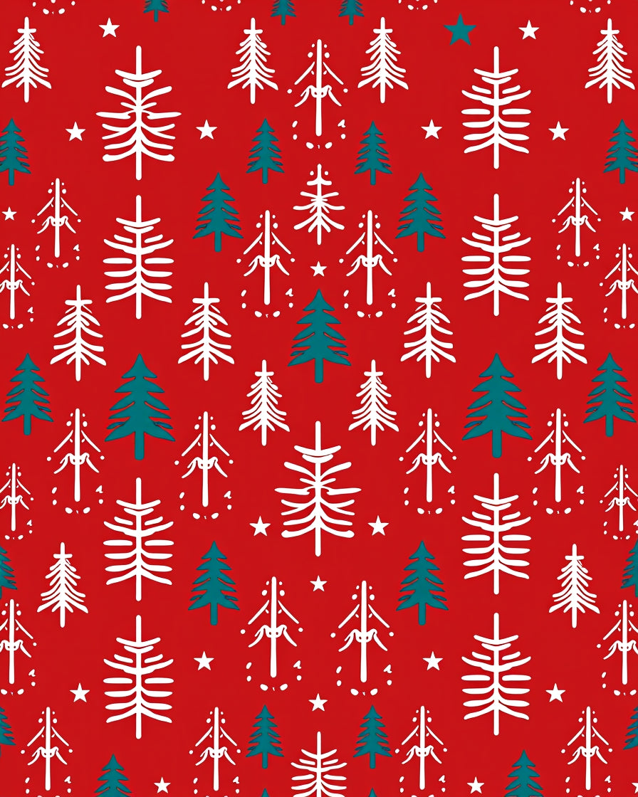 Crimson Evergreen Forest Silhouette Rug