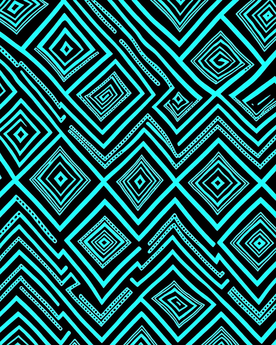 Vibrant Turquoise Geometric Diamond Zigzag Rug